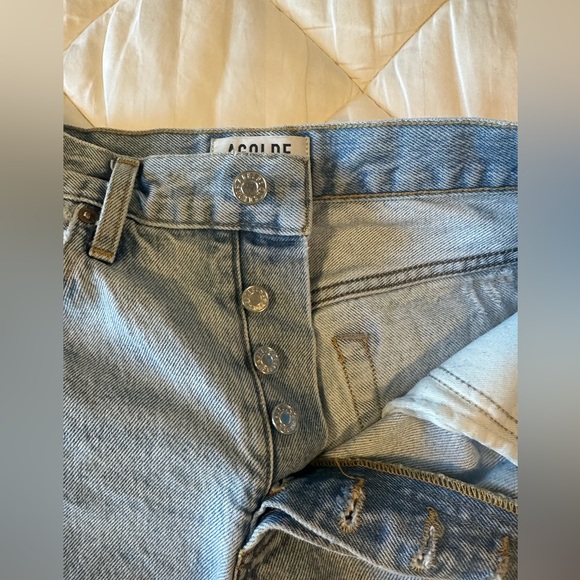 Agolde High Rise Light Blue Cut Off Denim Jean Shorts Size 25 new photos at end - Picture 15 of 16